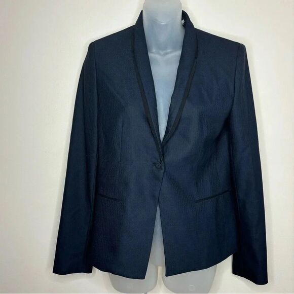 T Tahari Navy Blue Black Blazer Jacket size US 4 Career office wear - Picture 1 of 8